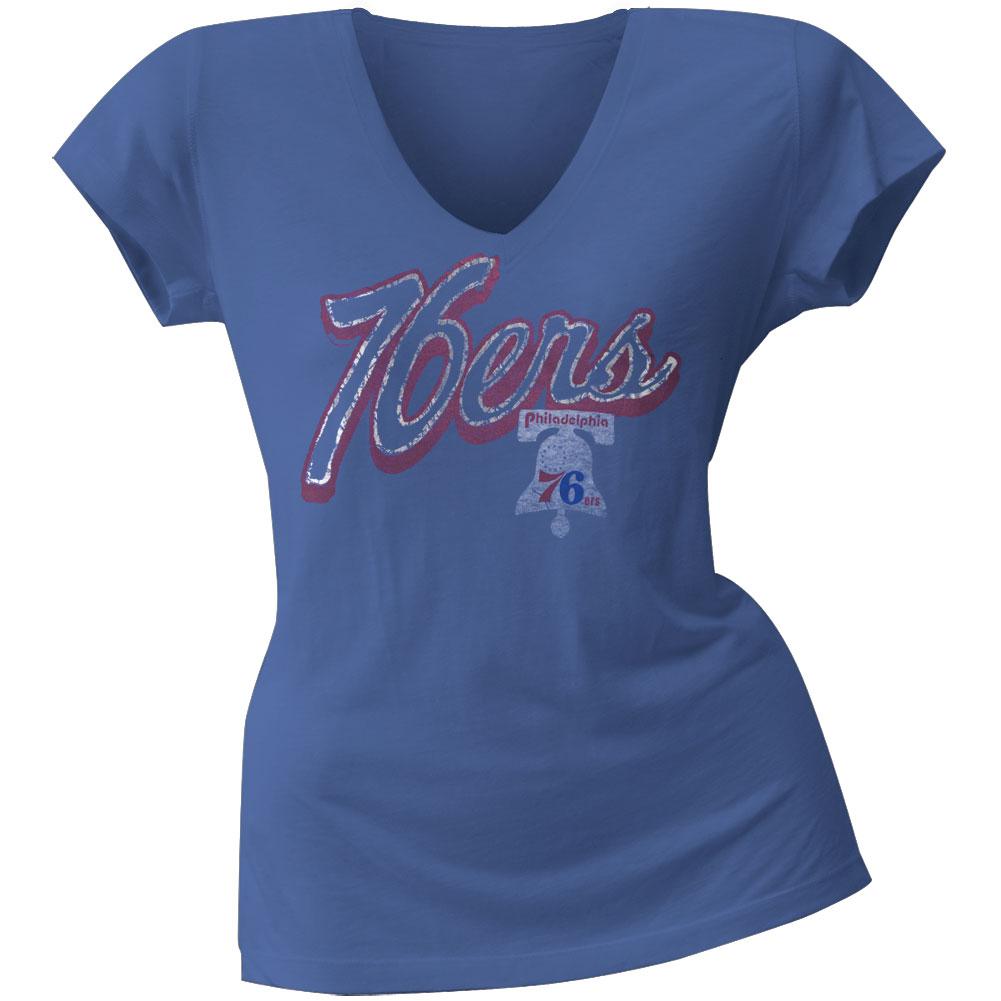 Philadelphia 76ers - Logo Juniors V-Neck T-Shirt Juniors T-Shirts Philadelphia 76ers LG Blue 