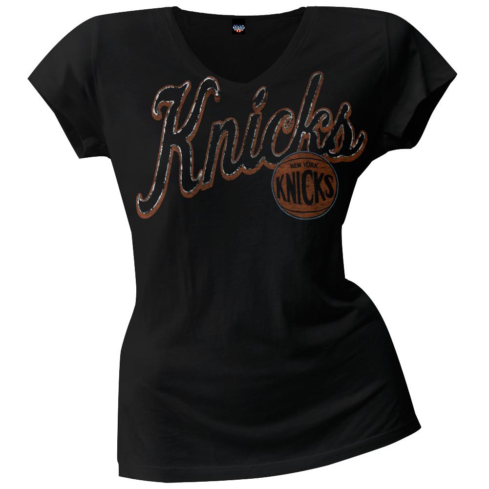 New York Knicks - Logo Juniors V-Neck T-Shirt Juniors T-Shirts New York Knicks LG Black 