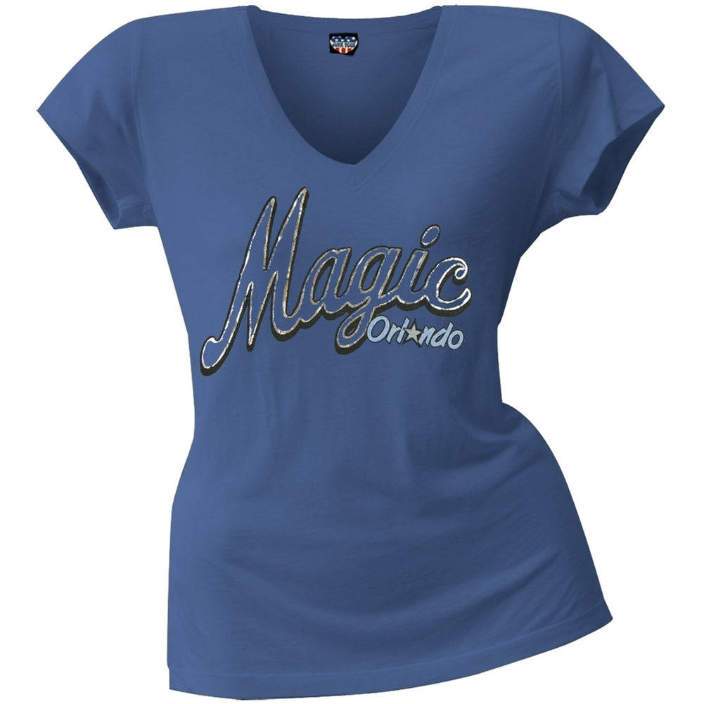 Orlando Magic - Logo Juniors V-Neck T-Shirt Juniors T-Shirts Orlando Magic LG Blue 