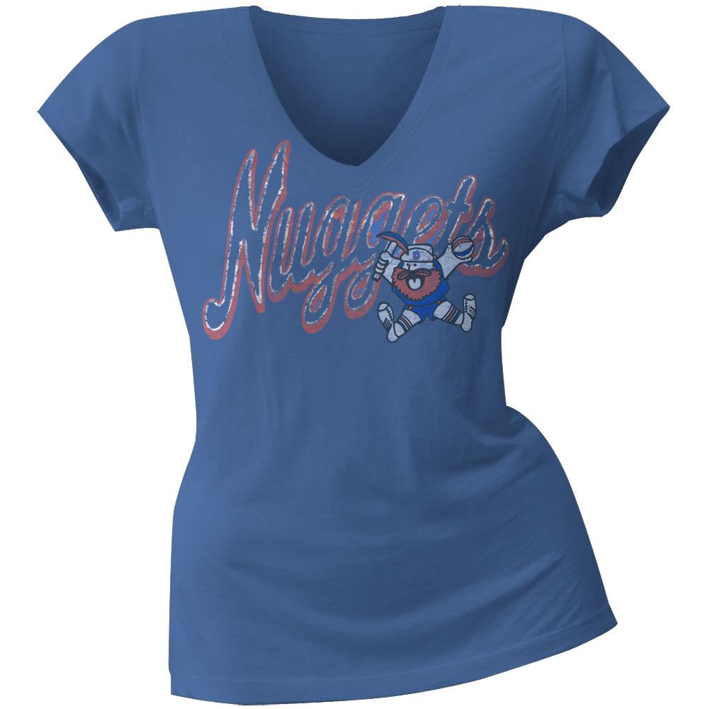 Denver Nuggets - Prospector Logo Juniors V-Neck T-Shirt Juniors T-Shirts Denver Nuggets LG Blue 