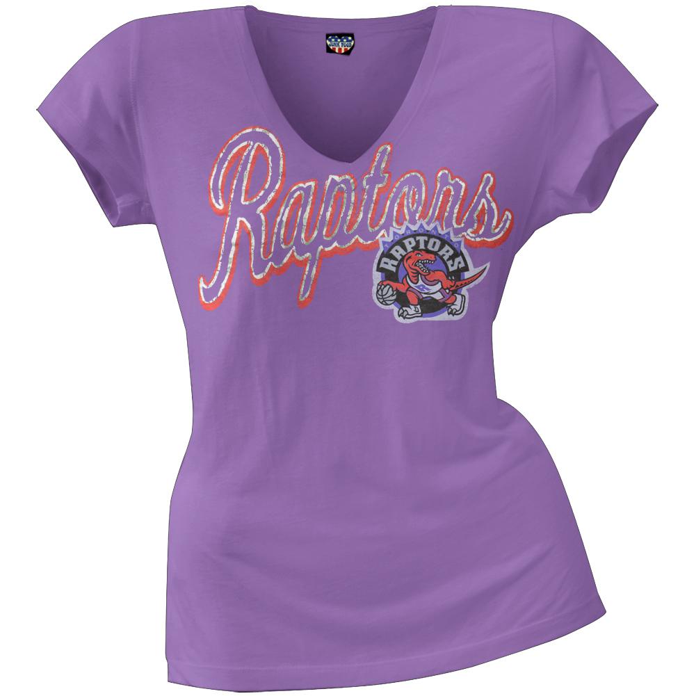 Toronto Raptors - Logo Juniors V-Neck T-Shirt Juniors T-Shirts Toronto Raptors LG Purple 