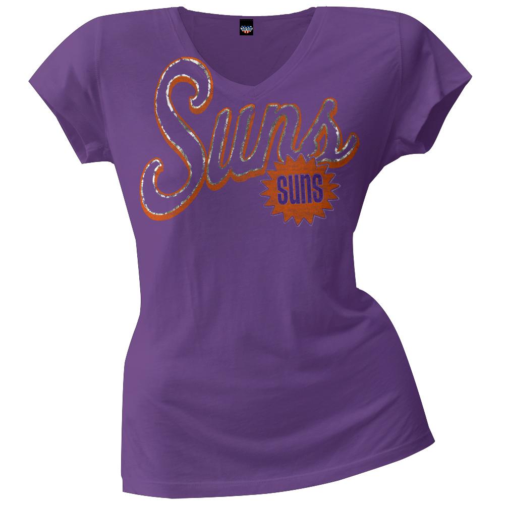 Phoenix Suns - Logo Juniors V-Neck T-Shirt Juniors T-Shirts Phoenix Suns LG Purple 