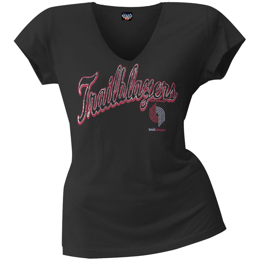 Portland Trail Blazers - Logo Juniors V-Neck T-Shirt Juniors T-Shirts Portland Trail Blazers LG Black 