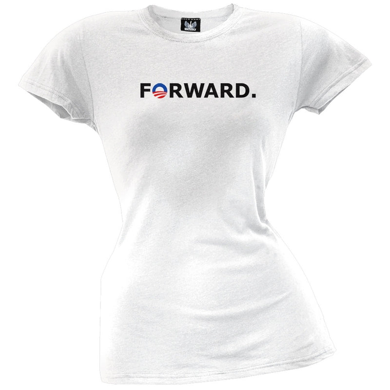 Barack Obama - Forward Juniors T-Shirt Juniors T-Shirts Old Glory   