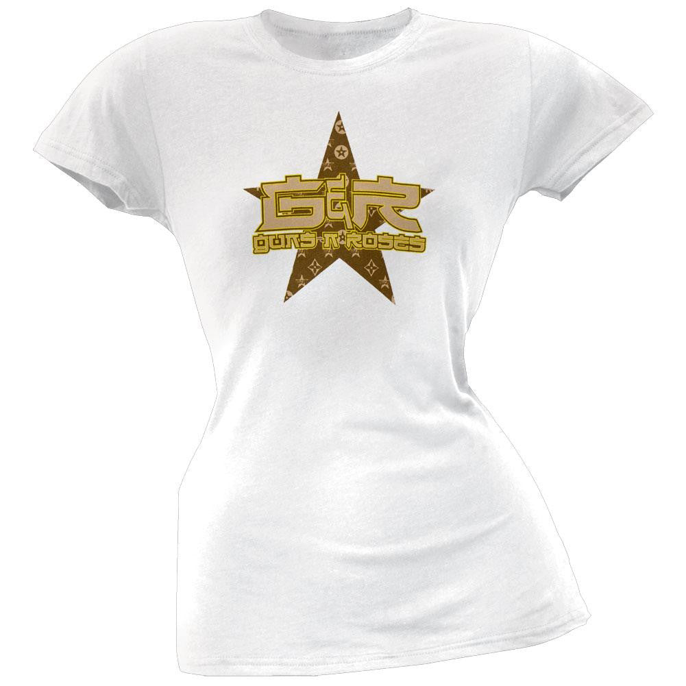 Guns N Roses - Brown Star Juniors T-Shirt Juniors T-Shirts Guns N' Roses MD White 