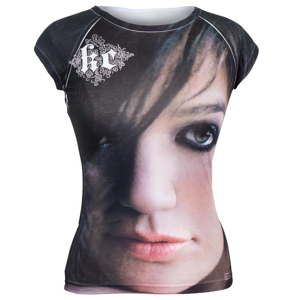Kelly Clarkson - Close Up Photo All-Over Juniors T-Shirt Juniors T-Shirts Kelly Clarkson LG White