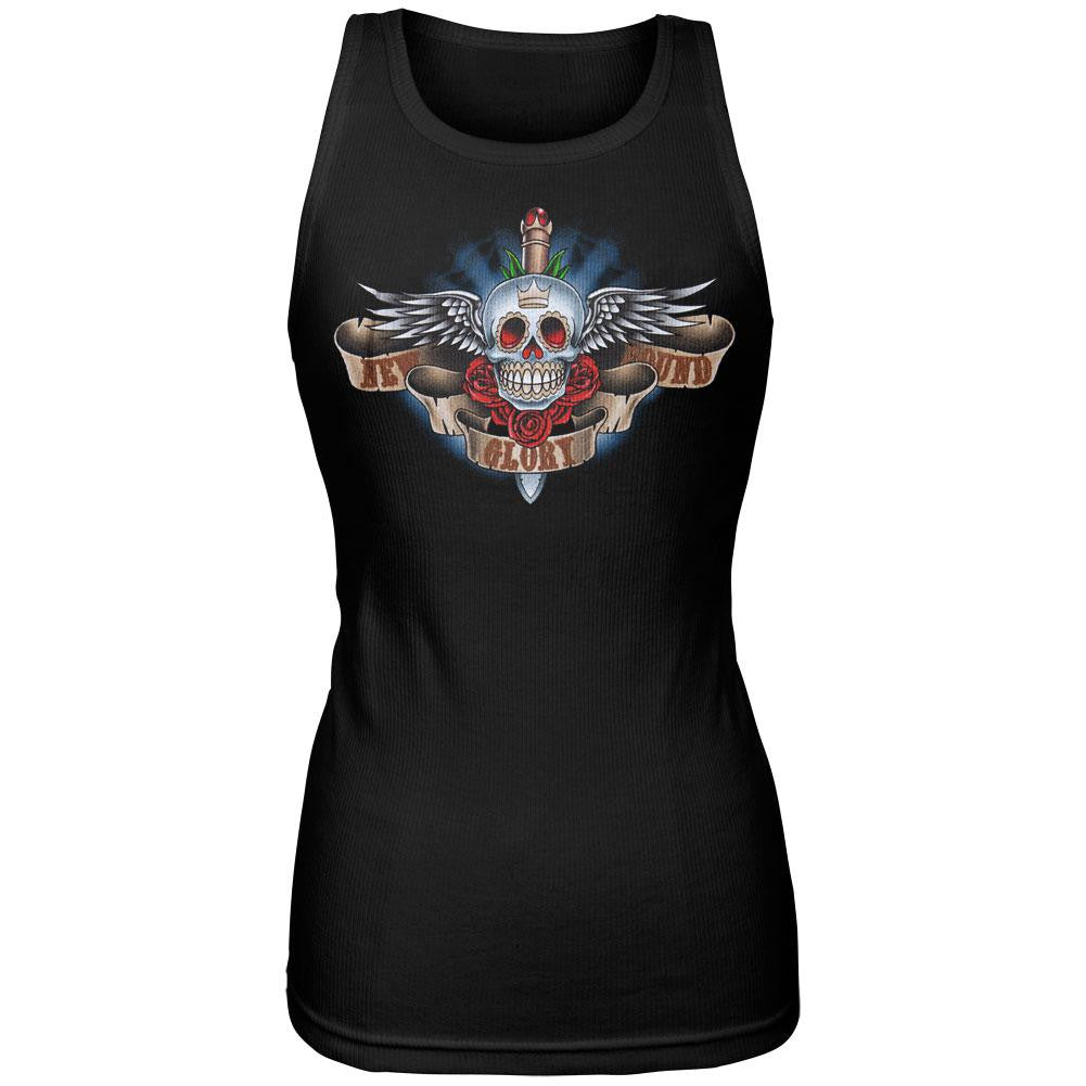 New Found Glory - Skull Racer Racerback Juniors Tank Top Juniors Tank Tops New Found Glory LG Black 