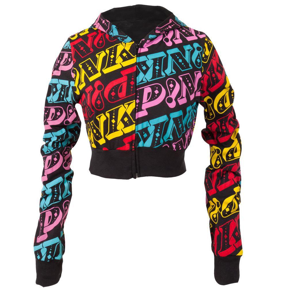 Pink - All-Over Logo Juniors Zip Hoodie Juniors Hoodies Pink MD Black 