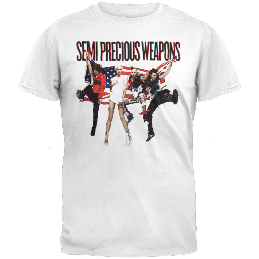 Semi Precious Weapons - Flag Soft T-Shirt Men's T-Shirts Semi-Precious Weapons SM White 