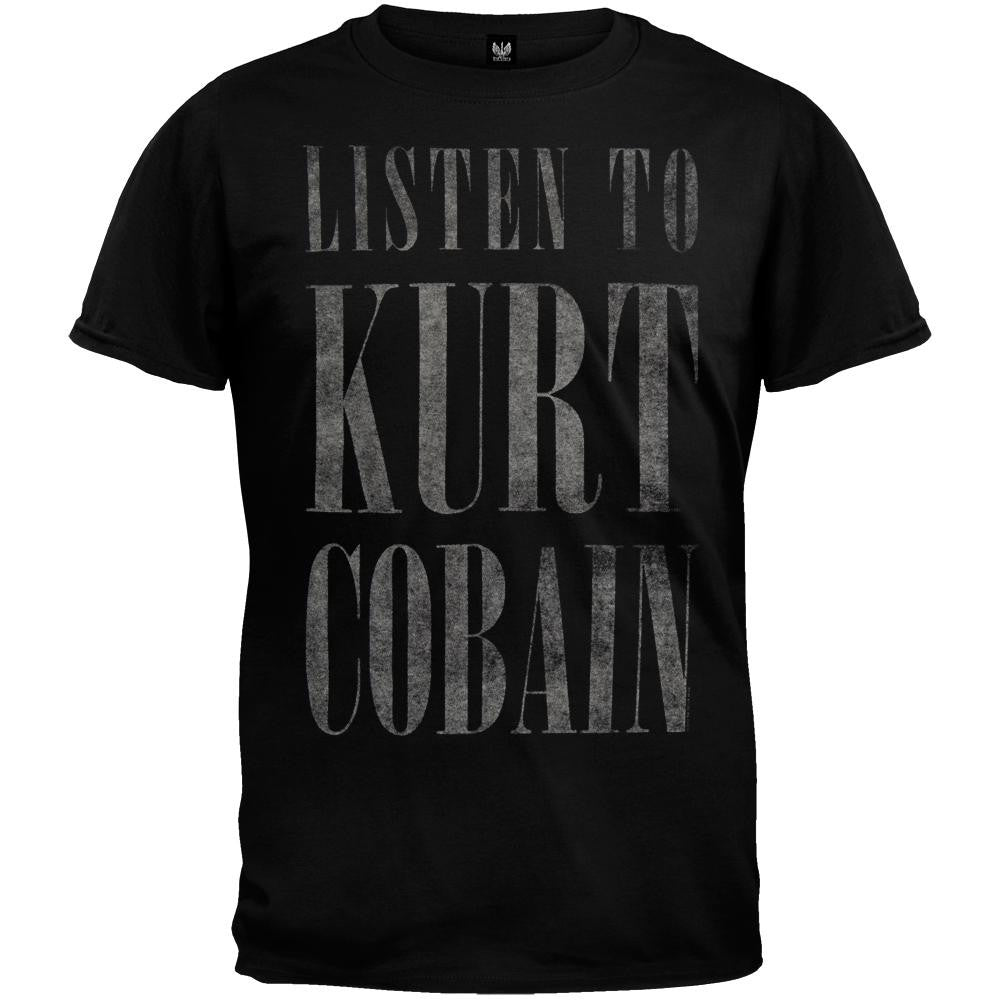 Kurt Cobain - Listen To Kurt Soft T-Shirt Men's T-Shirts Kurt Cobain SM Black 