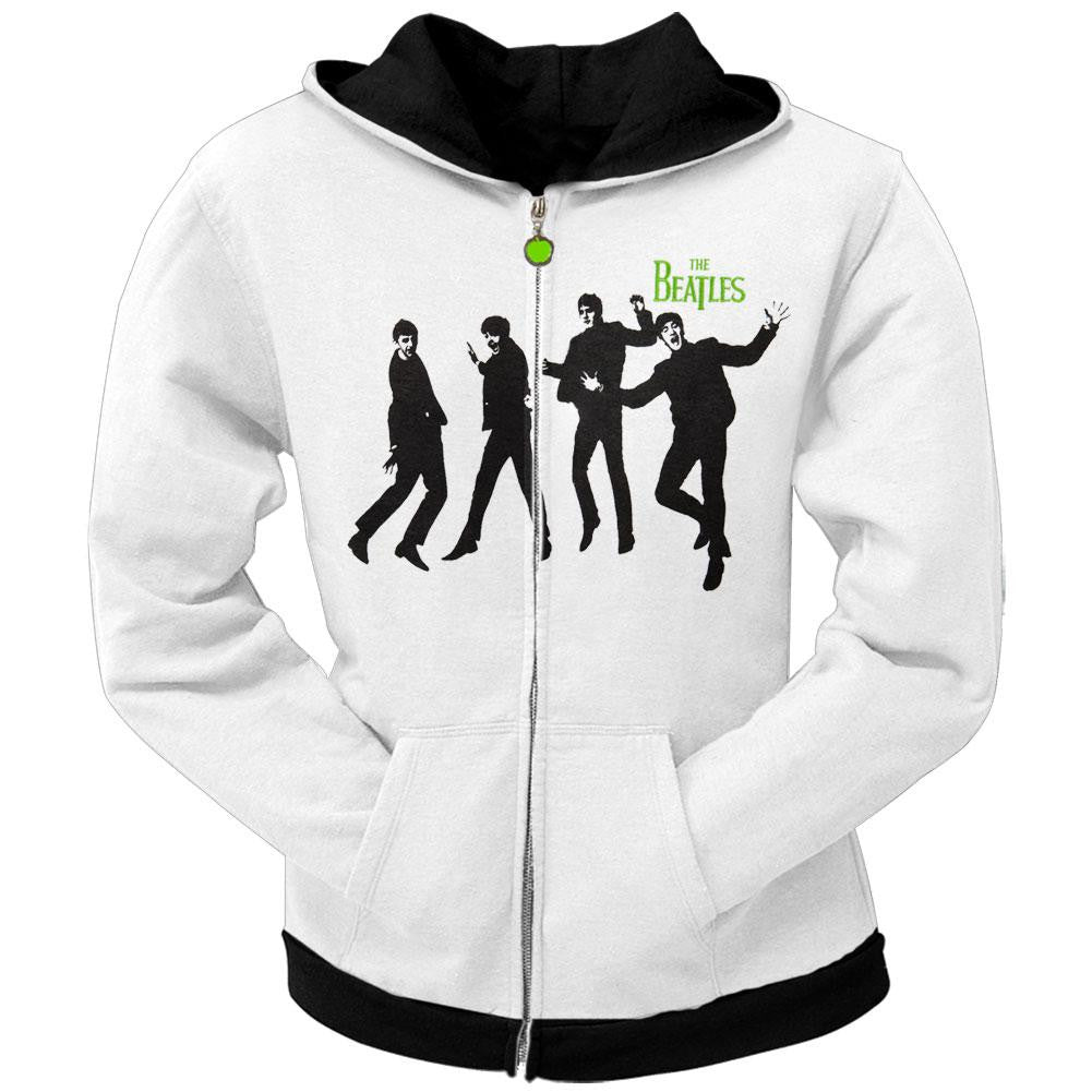 Beatles - Green Apple Juniors Zip Hoodie Juniors Hoodies The Beatles XS White 