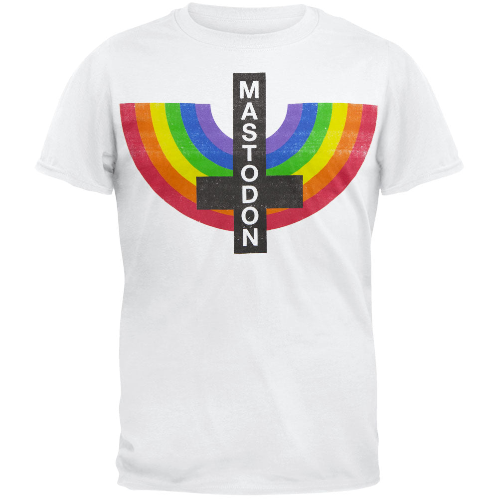 Mastodon - Rainbow Cross Soft T-Shirt Men's T-Shirts Mastodon 2XL White 