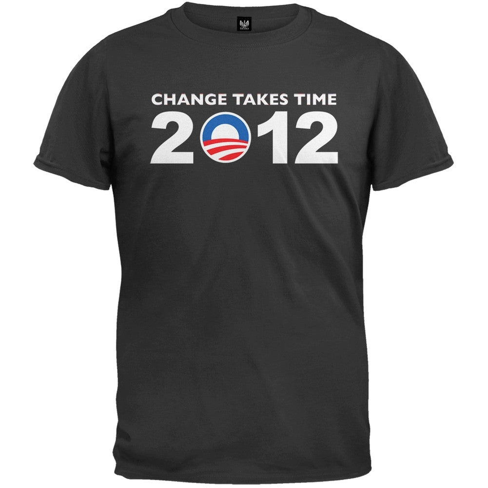 Obama - 2012 Change Takes Time Grey T-Shirt Men's T-Shirts Old Glory   