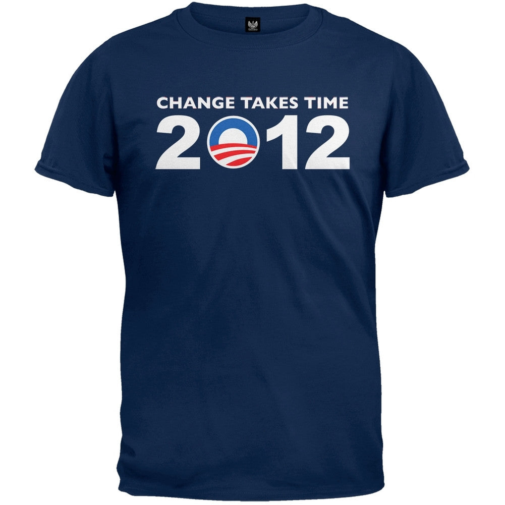 Obama - 2012 Change Takes Time Black T-Shirt Men's T-Shirts Old Glory   