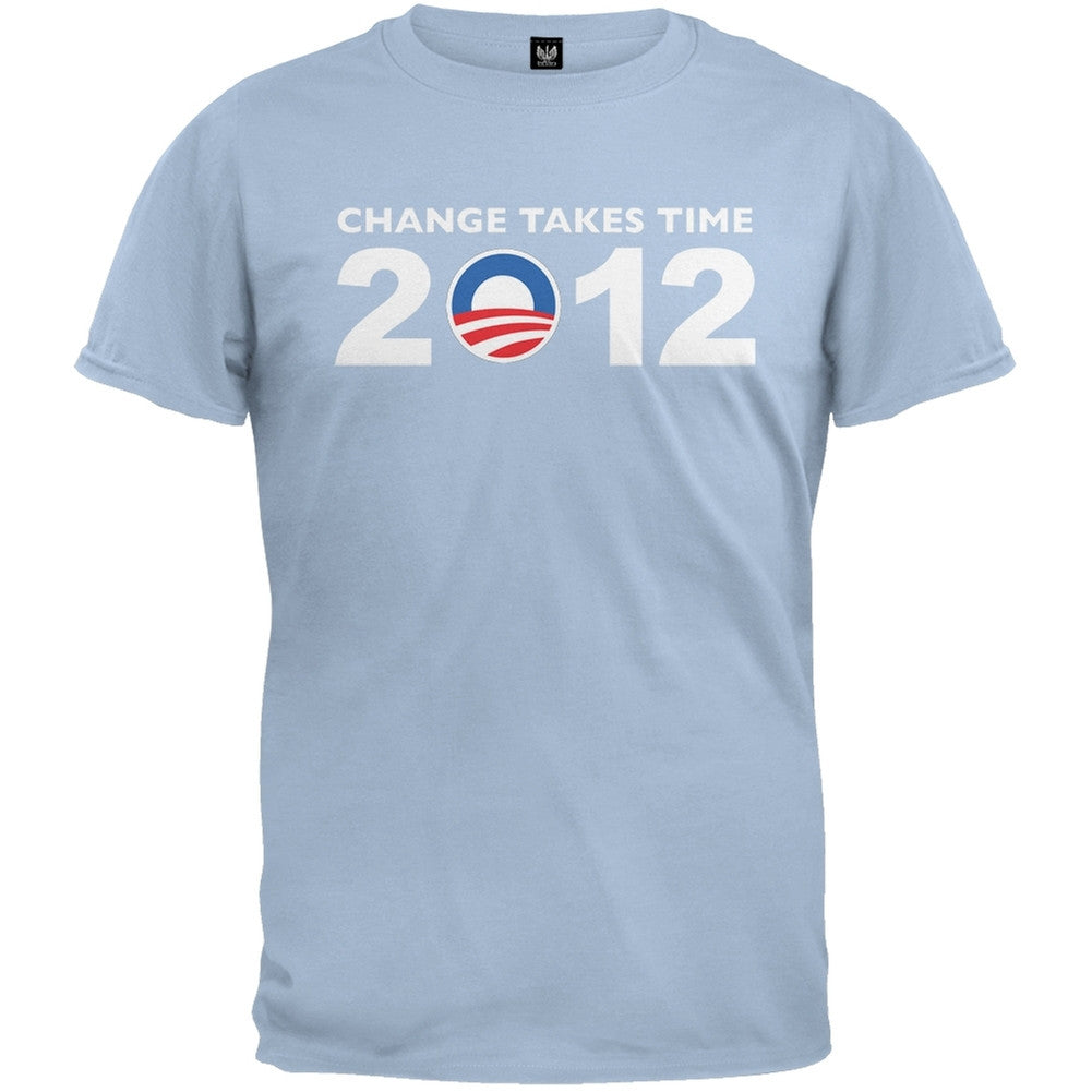 Obama - 2012 Change Takes Time Grey T-Shirt Men's T-Shirts Old Glory   