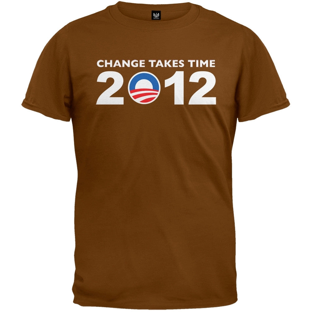 Obama - 2012 Change Takes Time Black T-Shirt Men's T-Shirts Old Glory   