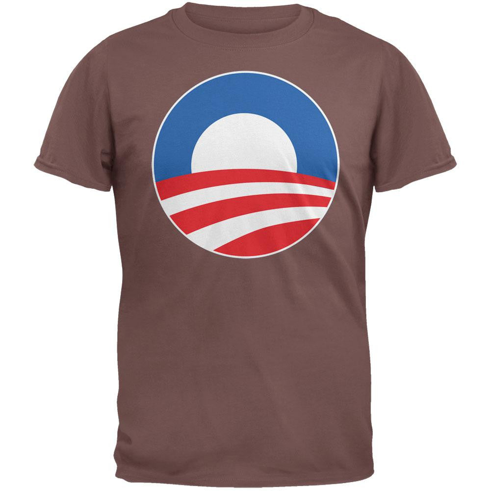 Obama - Large Rising Sun Logo Brown T-Shirt Men's T-Shirts Old Glory 2XL Brown 