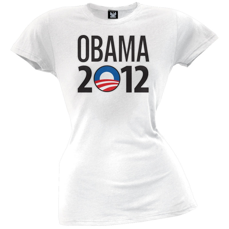 Obama - 2012 Rising Sun Logo Juniors Grey T-Shirt Juniors T-Shirts Old Glory   