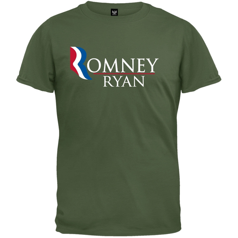 Romney and Ryan Military Green T-Shirt Men's T-Shirts Old Glory SM Dark Green 