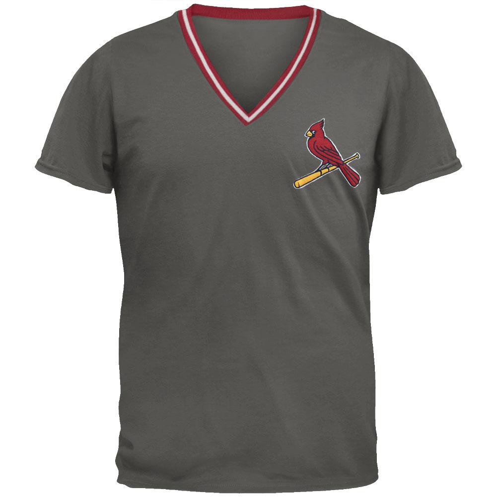 St. Louis Cardinals - Onfield V-Neck Premium T-Shirt Men's T-Shirts St. Louis Cardinals 2XL Grey 