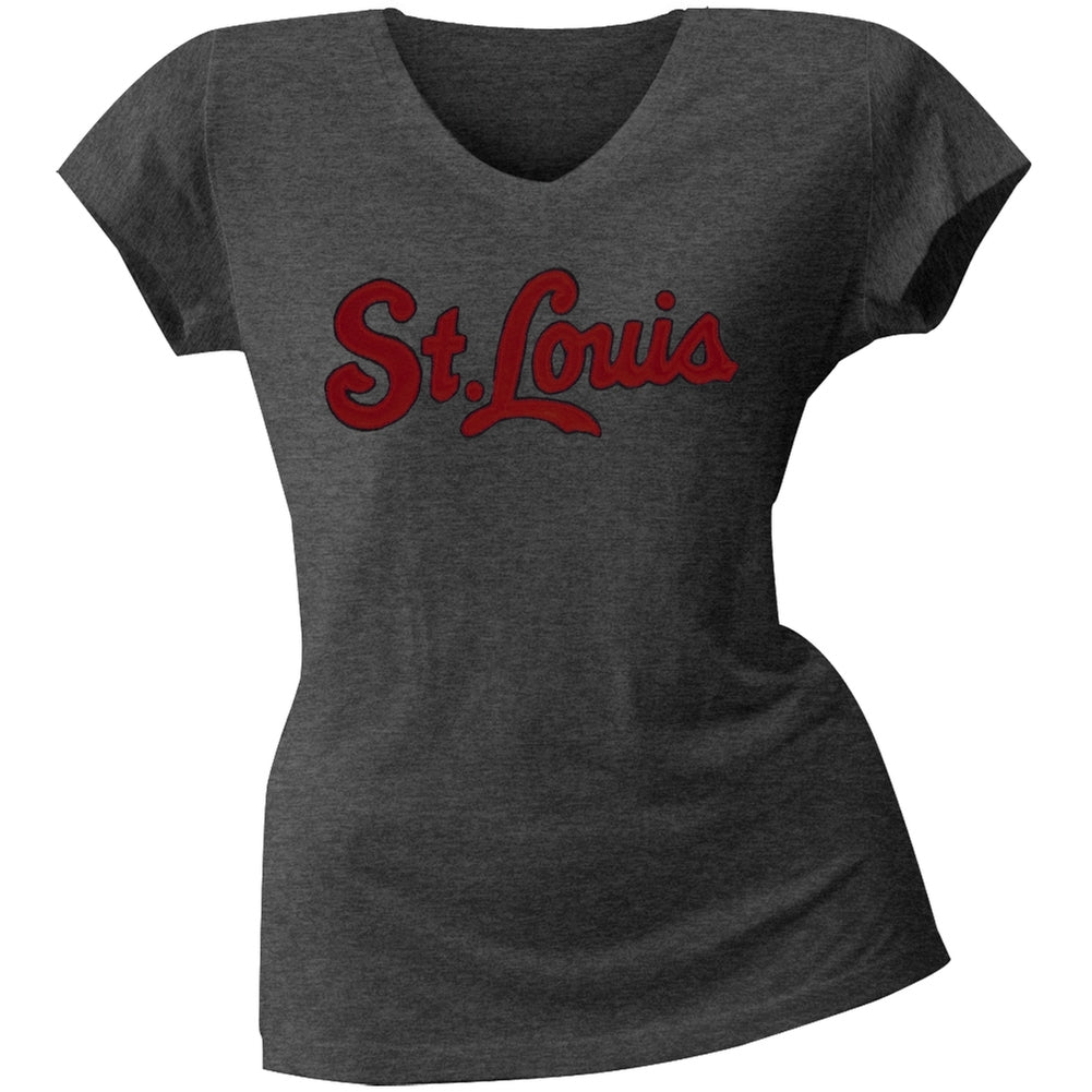 St. Louis Cardinals - Juniors Showtime Premium V-Neck T-Shirt Juniors T-Shirts St. Louis Cardinals LG Grey 