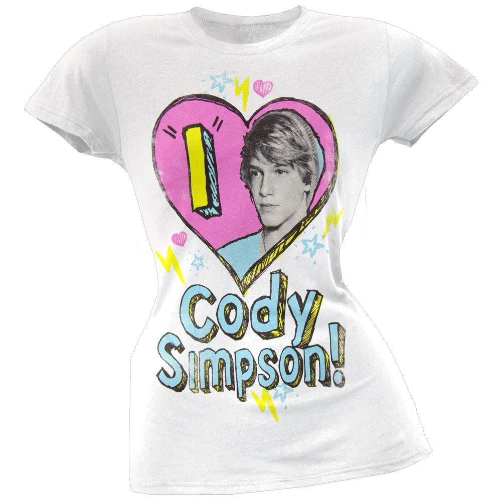 Cody Simpson - I Heart Sketch Juniors T-Shirt Juniors T-Shirts Cody Simpson LG White 