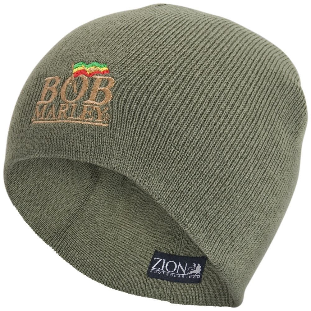 Bob Marley - Olive Logo Knit Beanie Knit Hats Old Glory OS  