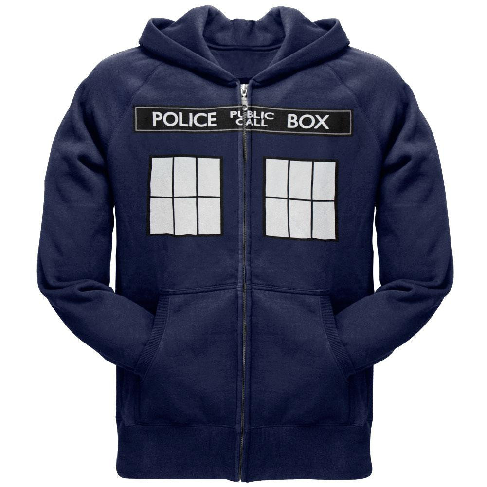 Doctor Who Large TARDIS Mens Navy Blue Zip Hoodie Men's Hoodies Doctor Who SM Blue