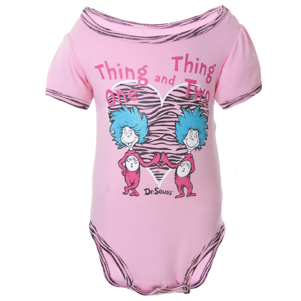 Dr. Seuss - Thing One And Thing Two Baby One Piece Baby One Piece Dr. Seuss 0-3M Light Pink 