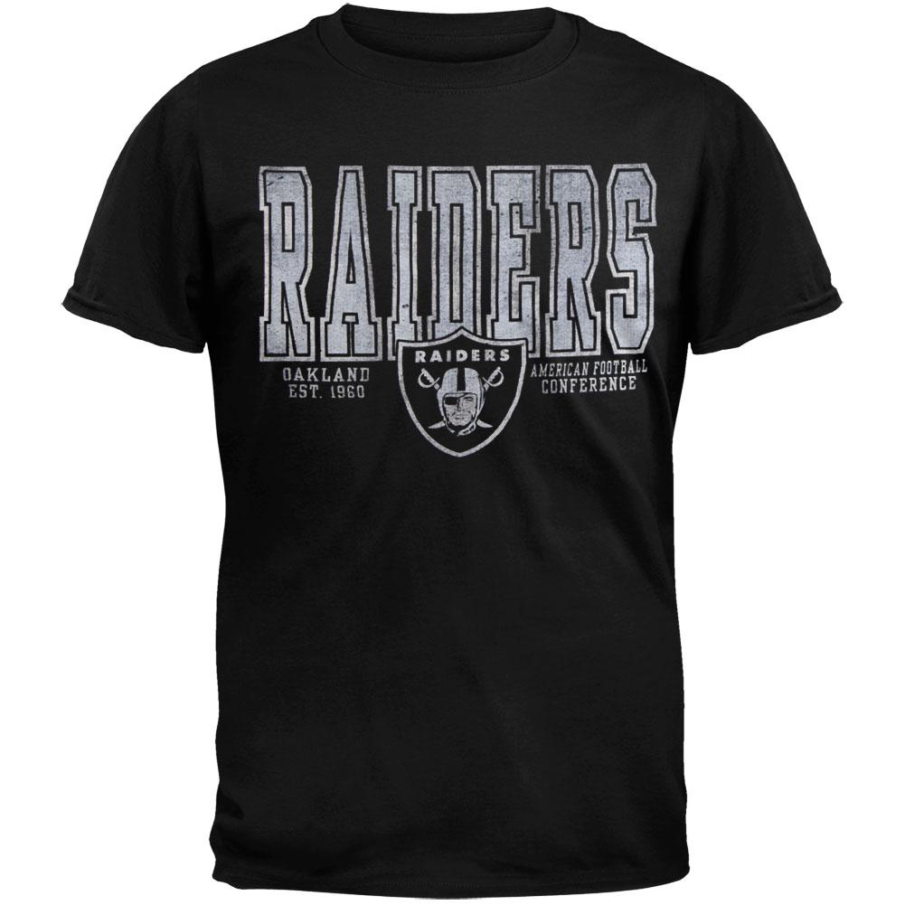 Oakland Raiders - Flanker Black Premium Adult T-Shirt Men's T-Shirts Oakland Raiders MD Black 
