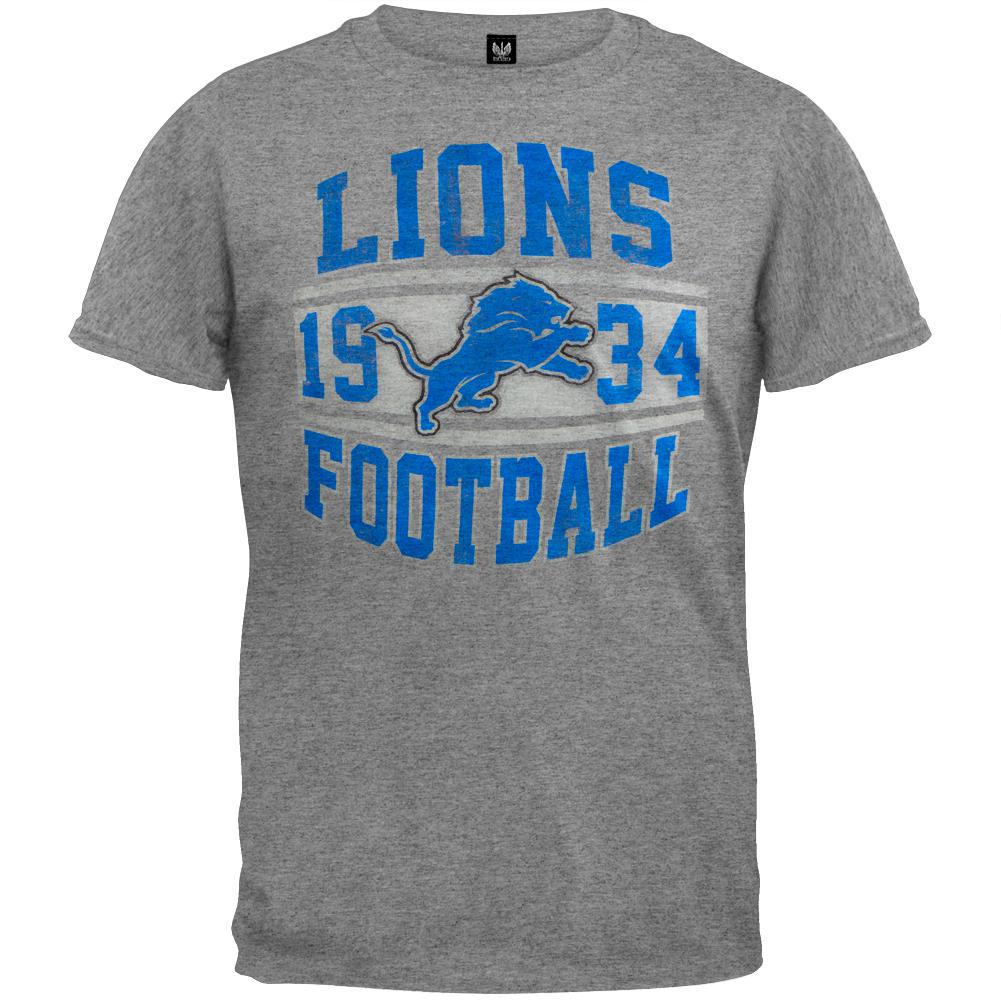 Detroit Lions - Inaugural Logo Premium T-Shirt Men's T-Shirts Detroit Lions LG Grey 