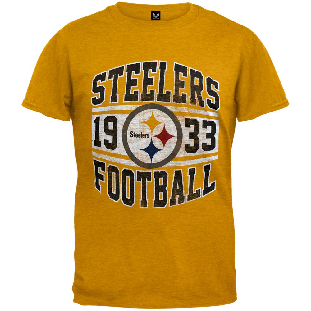 Pittsburgh Steelers - Inaugural Logo Premium T-Shirt Men's T-Shirts Pittsburgh Steelers 2XL Yellow 