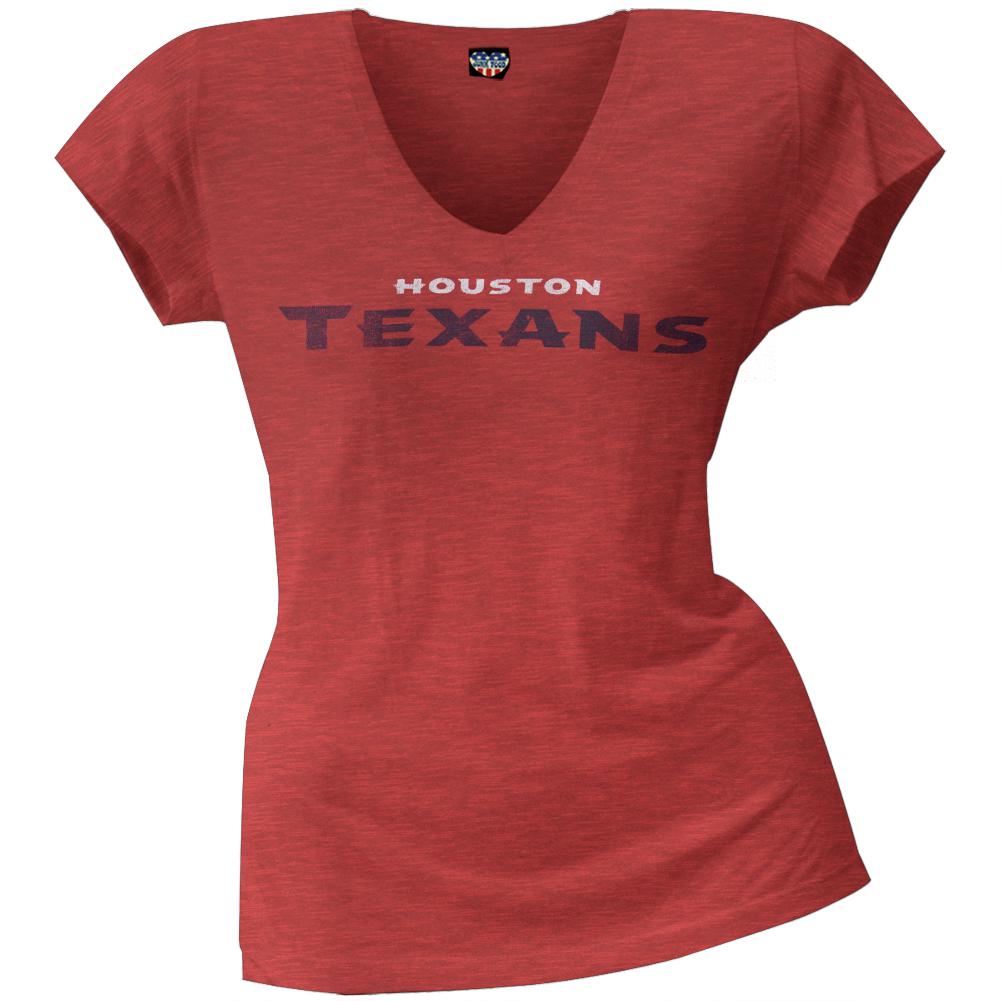 Houston Texans - Scrum Logo Juniors Premium V-Neck T-Shirt Juniors T-Shirts Houston Texans LG Red 