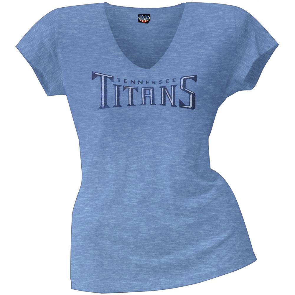 Tennessee Titans - Scrum Logo Juniors Premium V-Neck T-Shirt Juniors T-Shirts Tennessee Titans LG Blue 