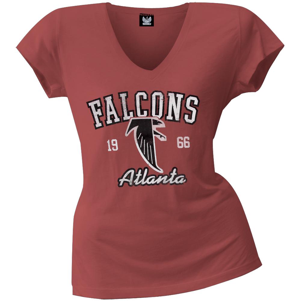 Atlanta Falcons - Flanker Logo Premium Juniors V-Neck T-Shirt Juniors T-Shirts Atlanta Falcons SM Red