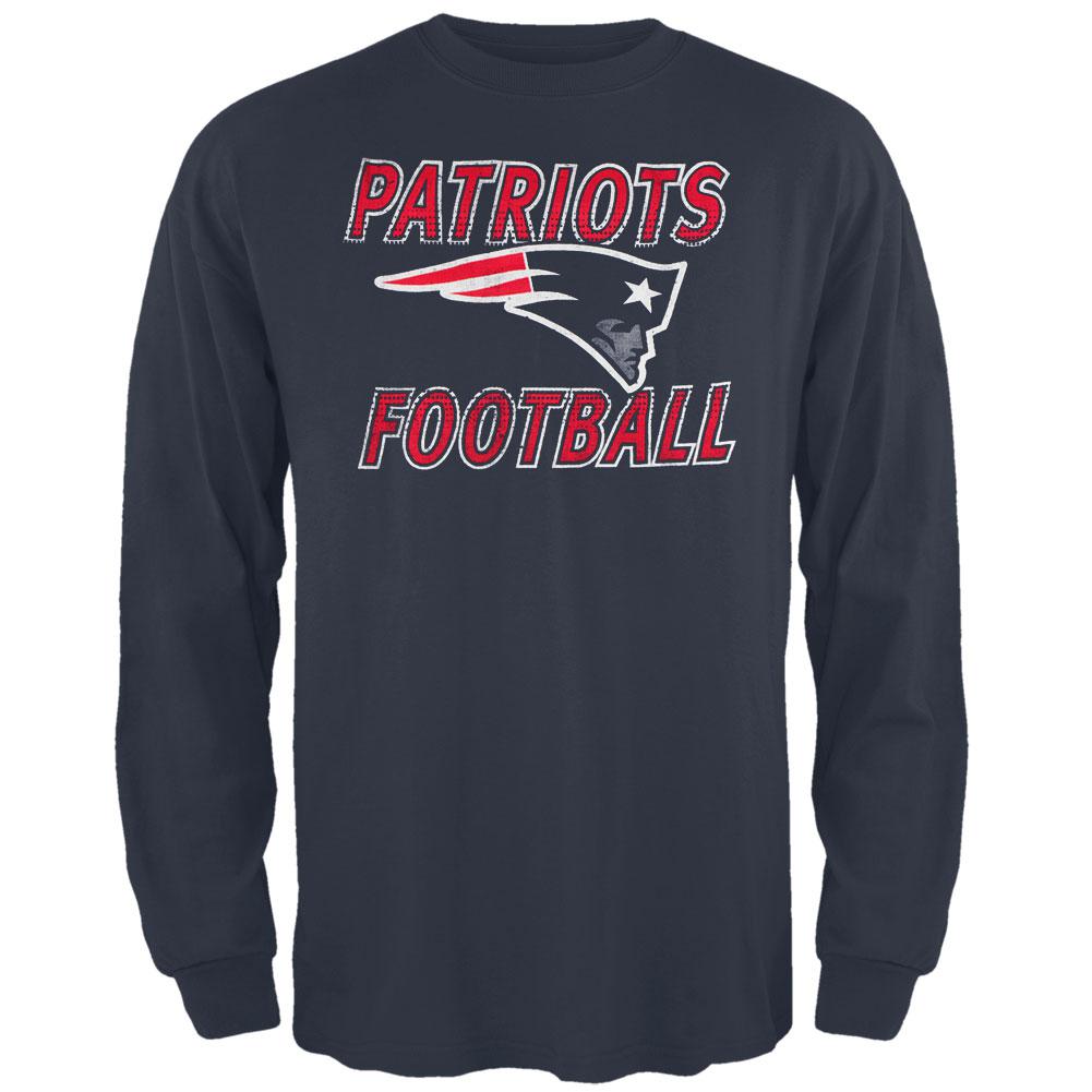 New England Patriots - Flanker Logo Premium Long Sleeve T-Shirt Men's Long Sleeves New England Patriots MD Blue 