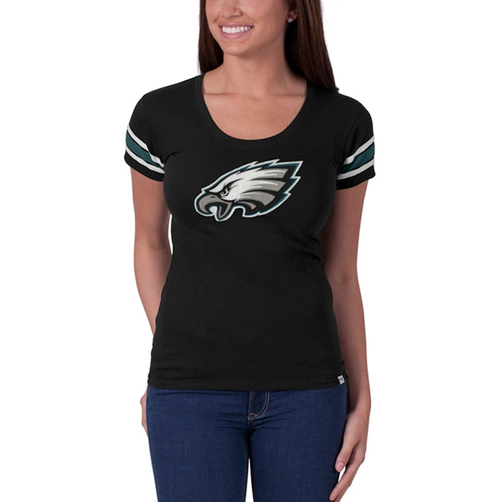 Philadelphia Eagles - Off Campus Juniors Premium Scoop T-Shirt Juniors T-Shirts Philadelphia Eagles LG Black 