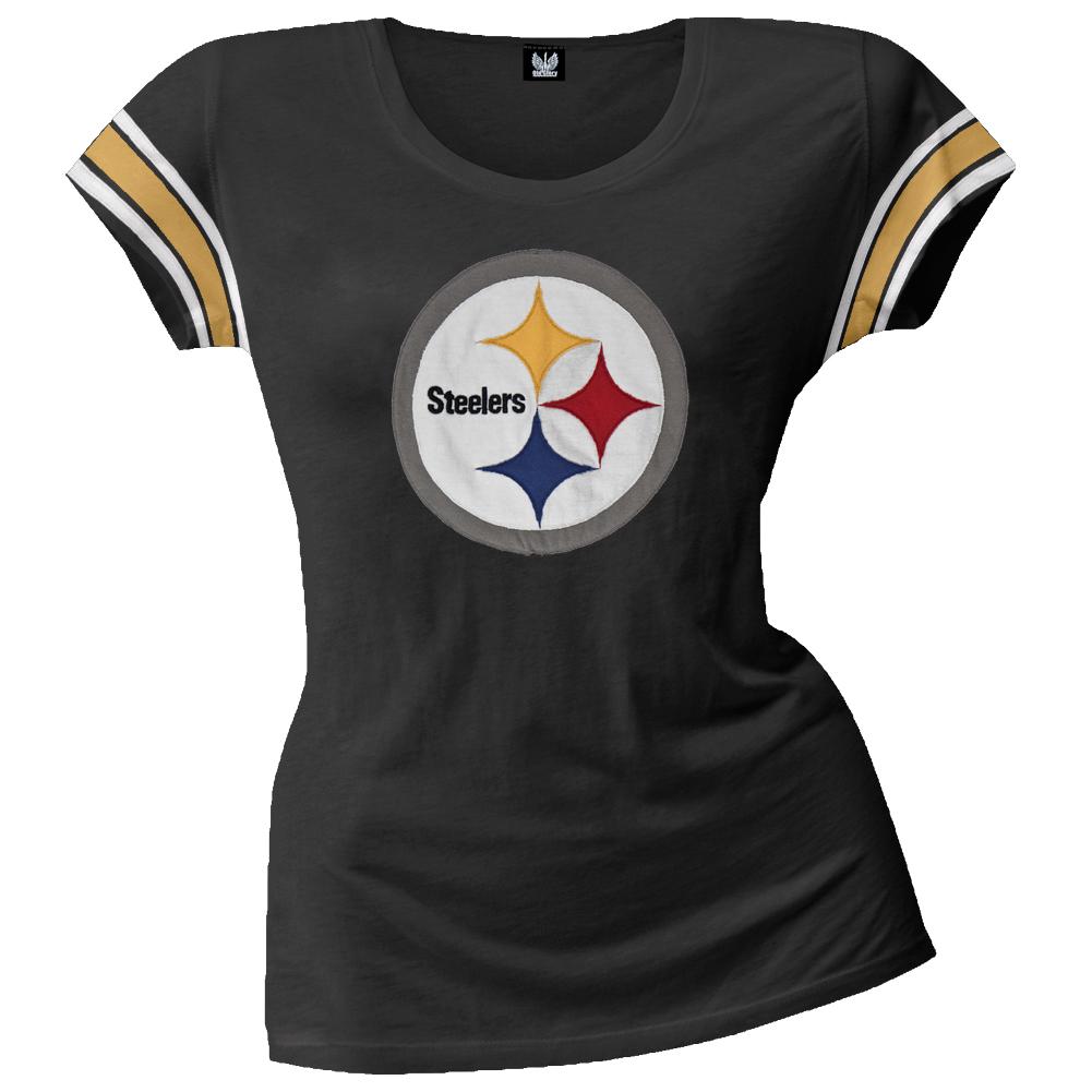 Pittsburgh Steelers - Off Campus Juniors Premium Scoop T-Shirt Juniors T-Shirts Pittsburgh Steelers LG Black 