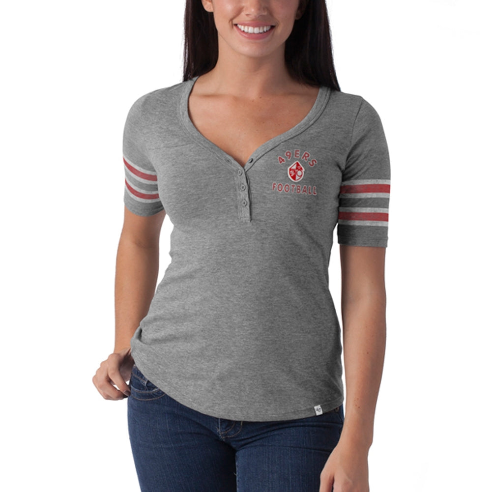 San Francisco 49ers - Playoff Premium Juniors Henley Juniors T-Shirts San Francisco 49ers LG Grey 