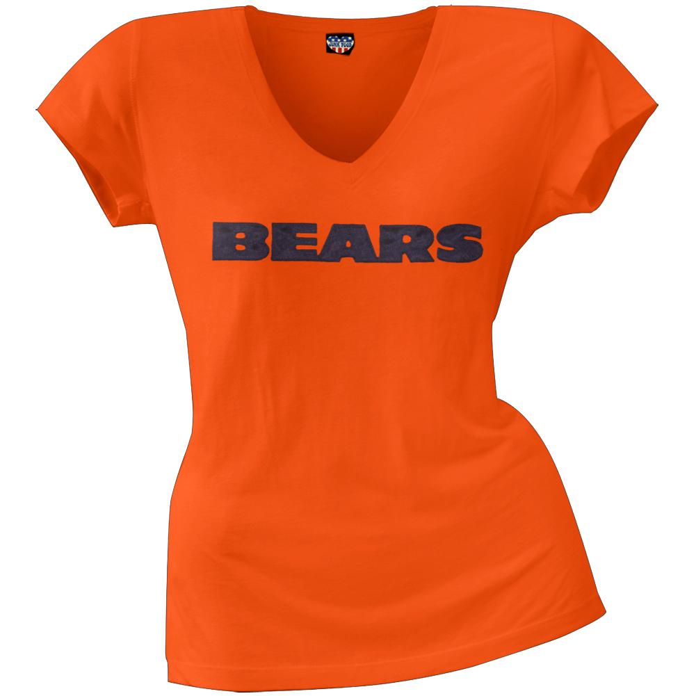 Chicago Bears - Showtime Premium Juniors V-Neck T-Shirt Juniors T-Shirts Chicago Bears SM Orange