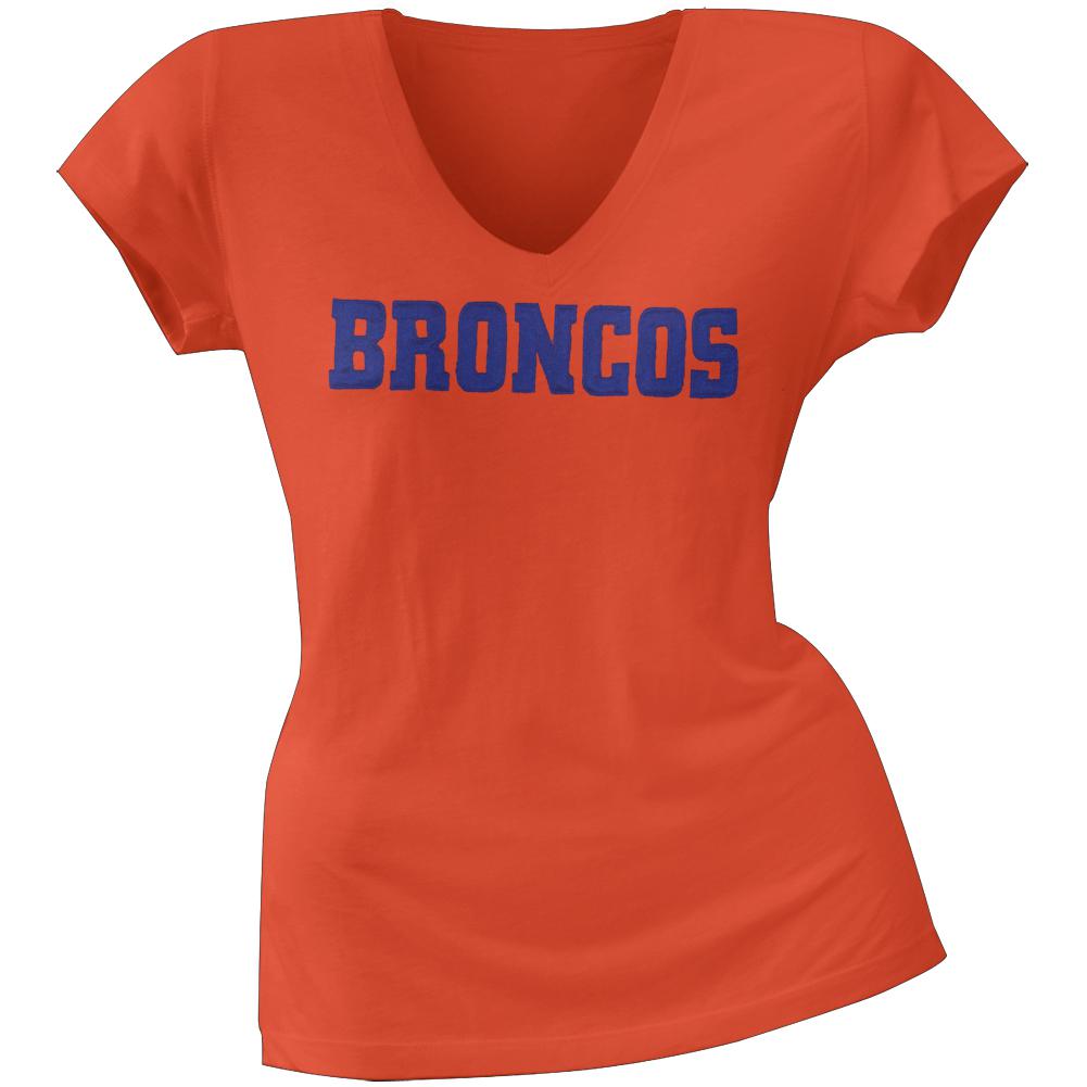 Denver Broncos - Showtime Premium Juniors V-Neck T-Shirt Juniors T-Shirts Denver Broncos SM Orange 