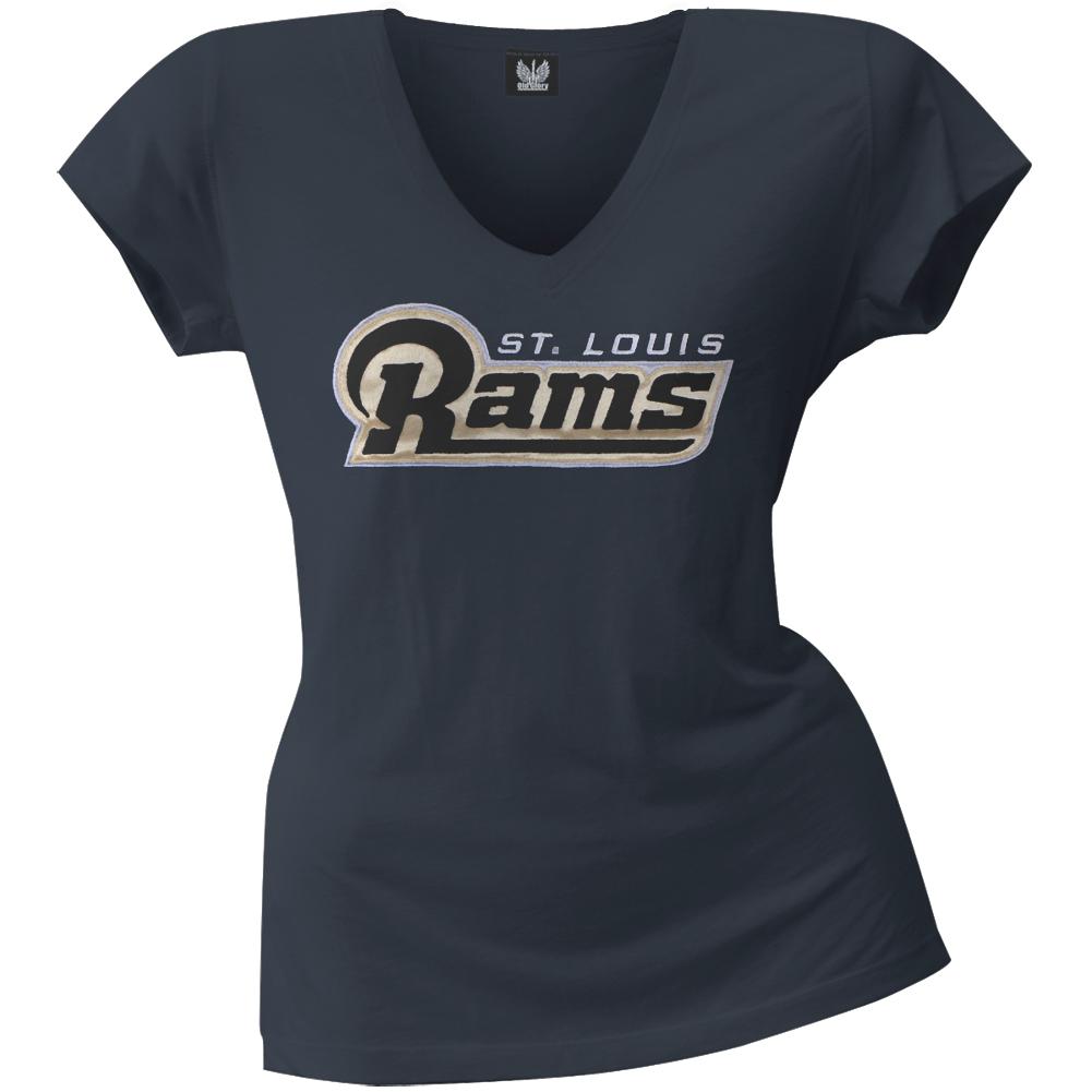 St. Louis Rams - Showtime Premium Juniors V-Neck T-Shirt Juniors T-Shirts St. Louis Rams LG Blue 