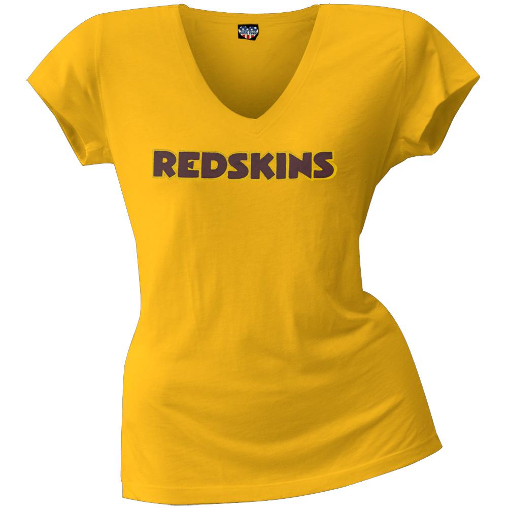 Washington Redskins - Showtime Premium Juniors V-Neck T-Shirt Juniors T-Shirts Washington Redskins SM Yellow