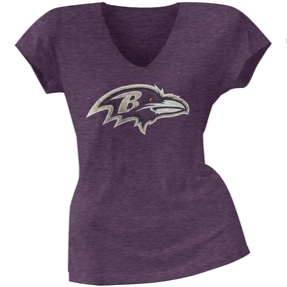 Baltimore Ravens - Scrum Logo Premium Juniors V-Neck T-Shirt Juniors T-Shirts Baltimore Ravens SM Purple 