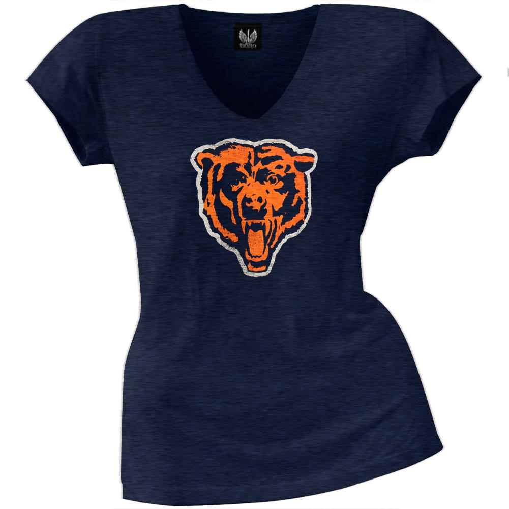 Chicago Bears - Scrum Logo Premium Juniors V-Neck T-Shirt Juniors T-Shirts Chicago Bears LG Blue 