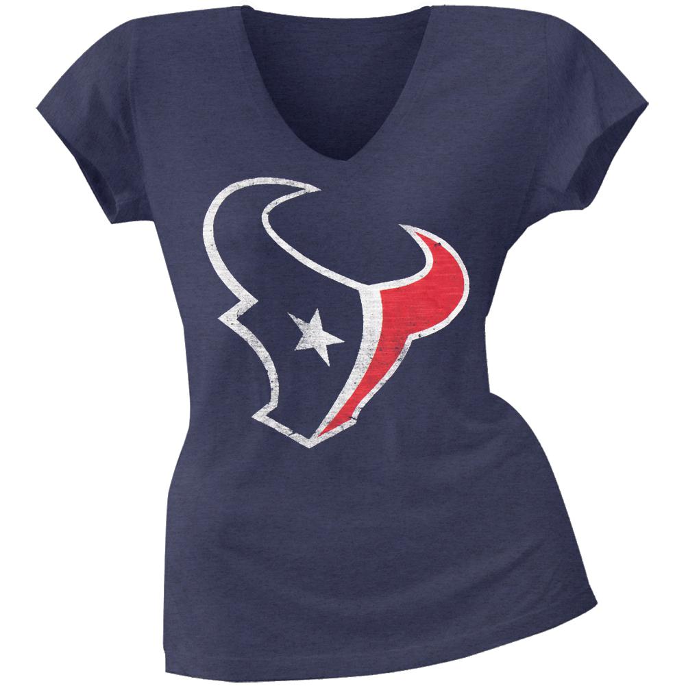 Houston Texans - Scrum Logo Premium Juniors V-Neck T-Shirt Juniors T-Shirts Houston Texans LG Blue 