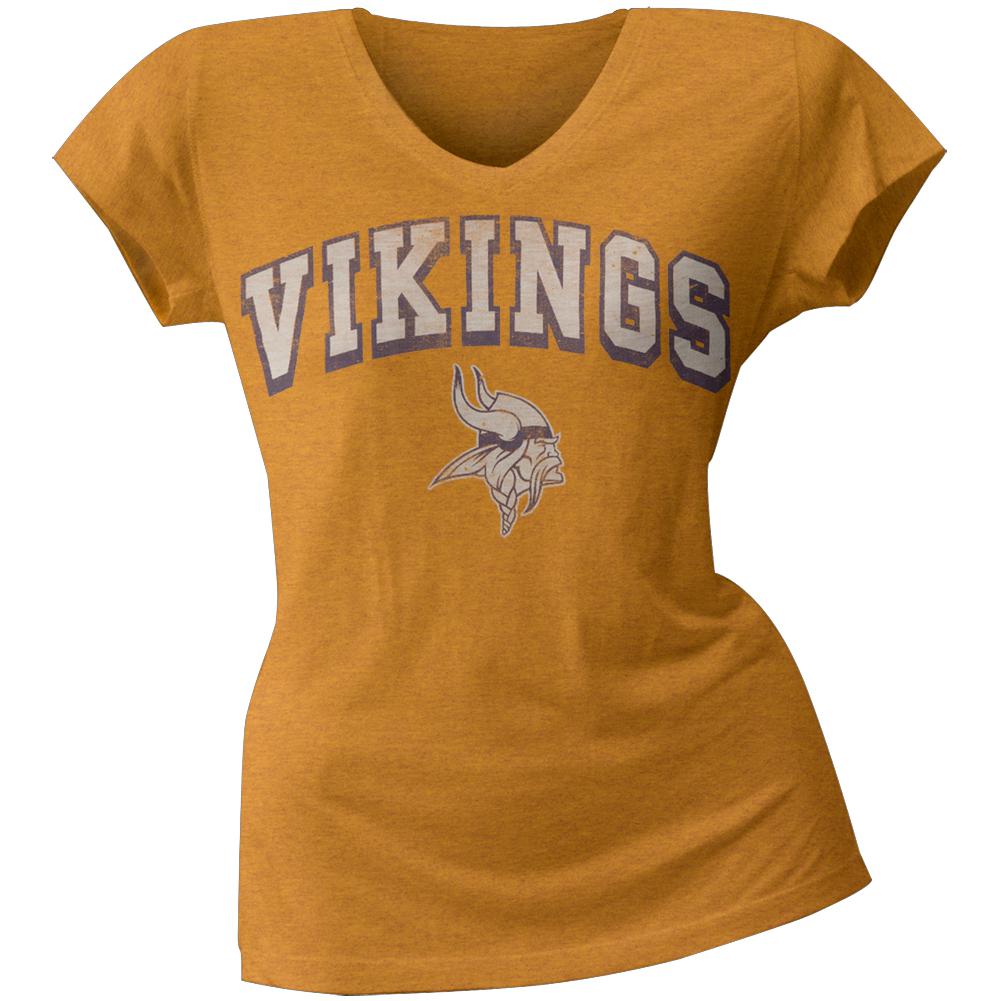 Minnesota Vikings - Scrum Logo Premium V-Neck T-Shirt Men's T-Shirts Minnesota Vikings 2XL Yellow 