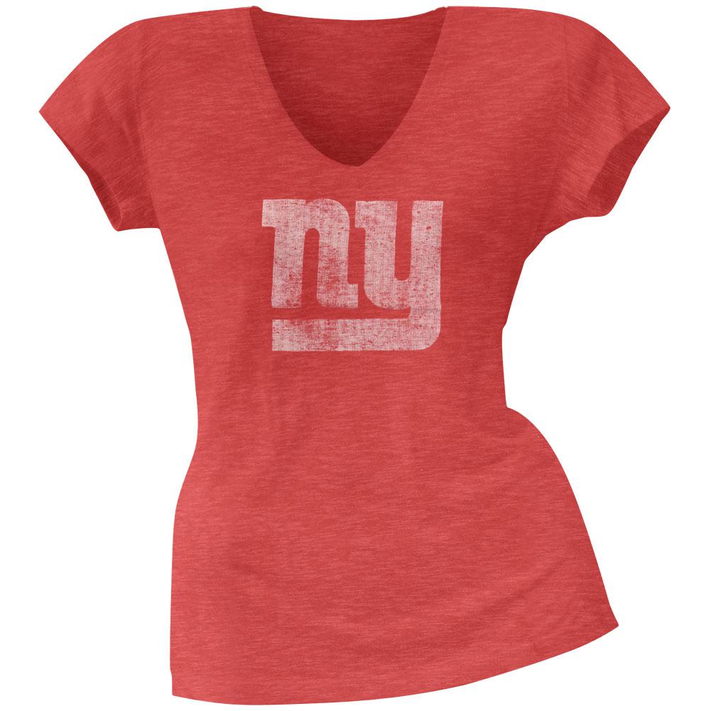 New York Giants - Scrum Logo Premium Juniors V-Neck T-Shirt Juniors T-Shirts New York Giants LG Red 