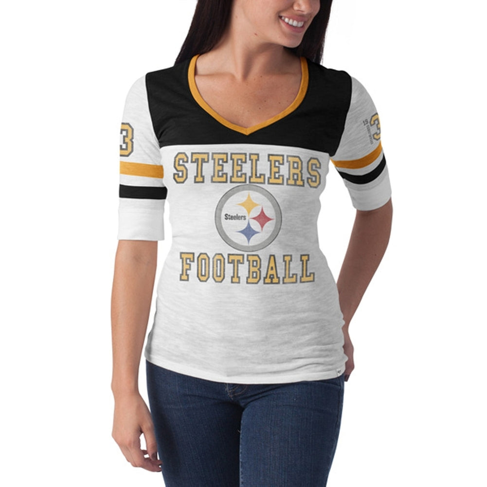 Pittsburgh Steelers - Debut Premium Juniors T-Shirt Juniors T-Shirts Pittsburgh Steelers LG White 