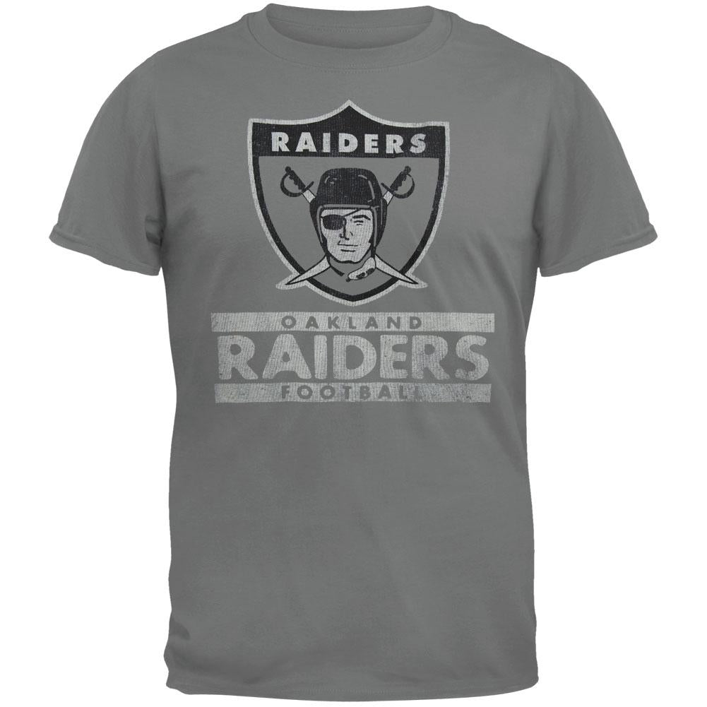 Oakland Raiders - Flanker Grey Premium Adult T-Shirt Men's T-Shirts Oakland Raiders SM Grey 